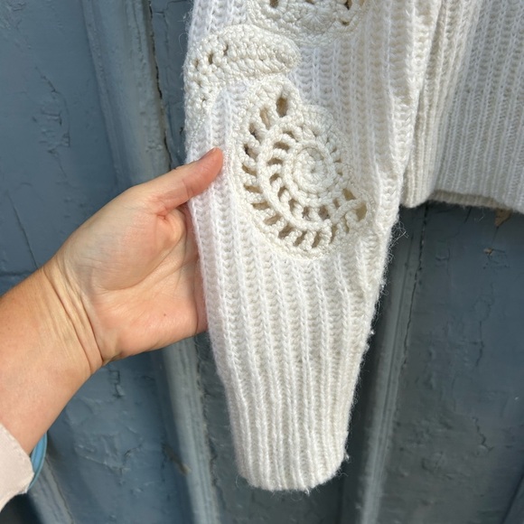 Vince Cream mock alpaca wool turtleneck with crochet, size xs - Picture 7 of 11